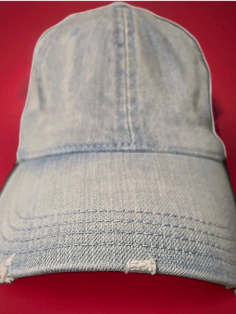 Offline By Aerie Light Blue Distressed Denim Baseball Cap Hat